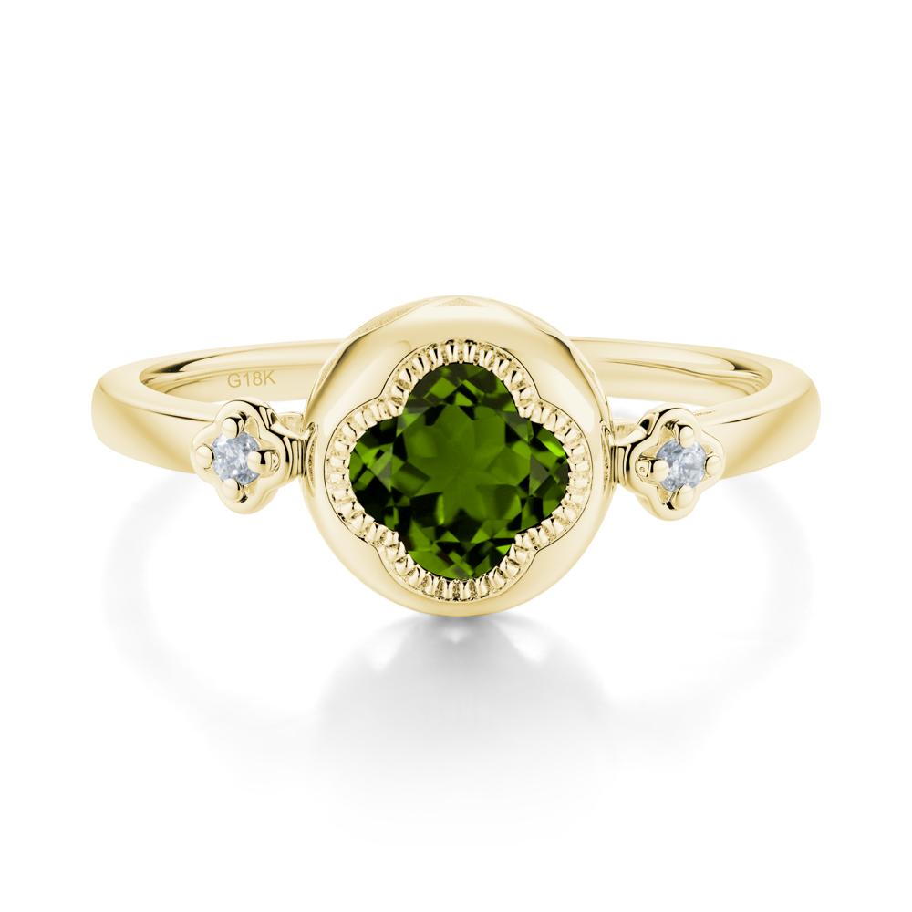 Milgrain Clover Cut Diopside Ring - LUO Jewelry #metal_18k yellow gold