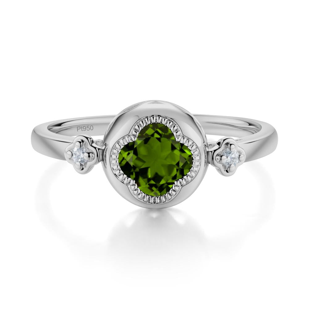 Milgrain Clover Cut Diopside Ring - LUO Jewelry #metal_platinum