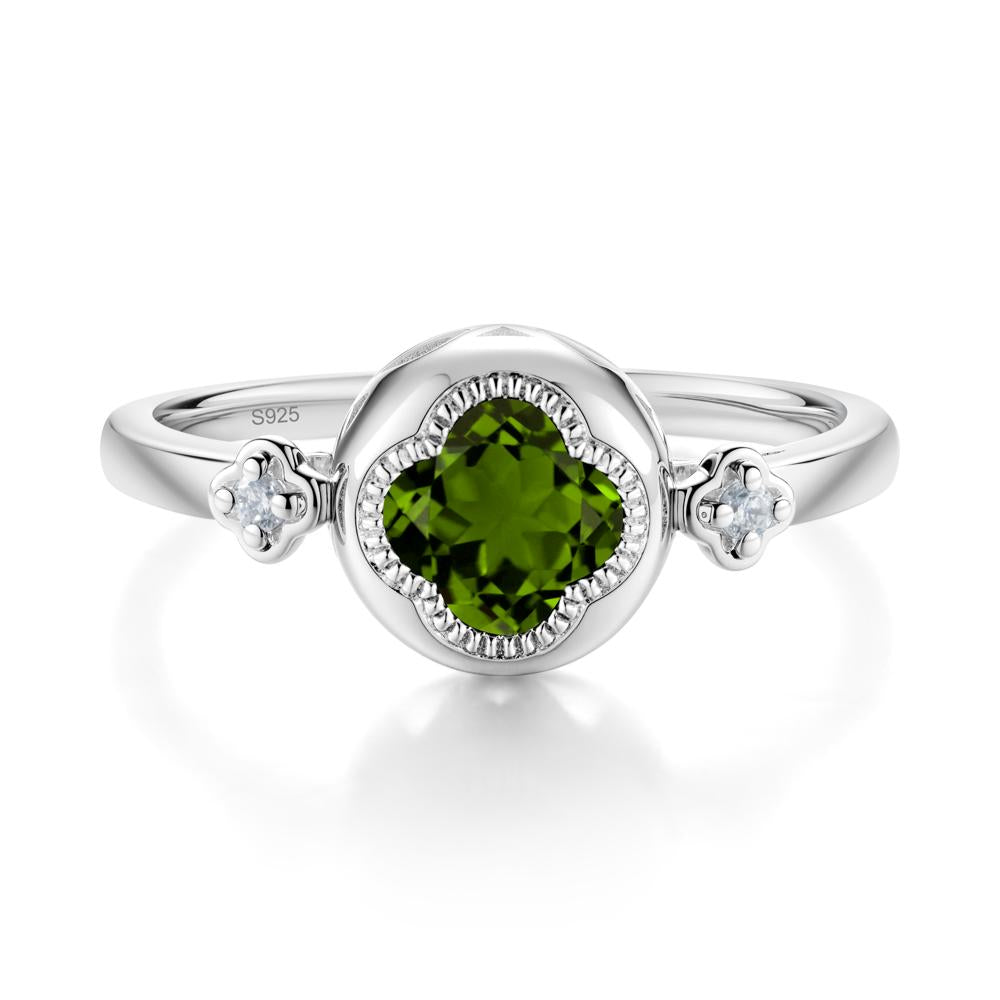 Milgrain Clover Cut Diopside Ring - LUO Jewelry #metal_sterling silver
