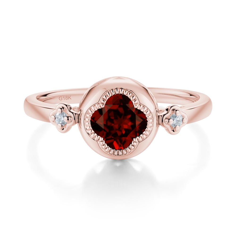 Milgrain Clover Cut Garnet Ring - LUO Jewelry #metal_18k rose gold