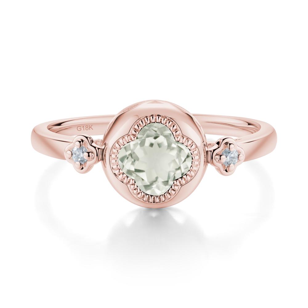 Milgrain Clover Cut Green Amethyst Ring - LUO Jewelry #metal_18k rose gold