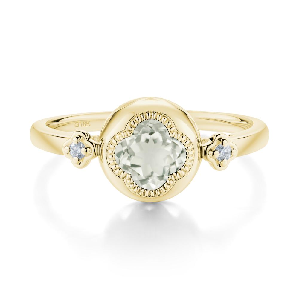 Milgrain Clover Cut Green Amethyst Ring - LUO Jewelry #metal_18k yellow gold
