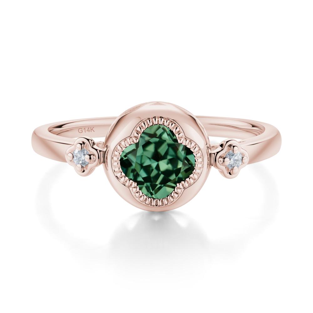 Milgrain Clover Cut Green Sapphire Ring - LUO Jewelry #metal_14k rose gold