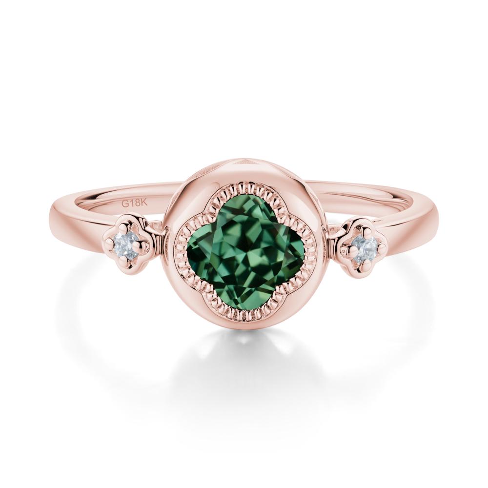 Milgrain Clover Cut Green Sapphire Ring - LUO Jewelry #metal_18k rose gold