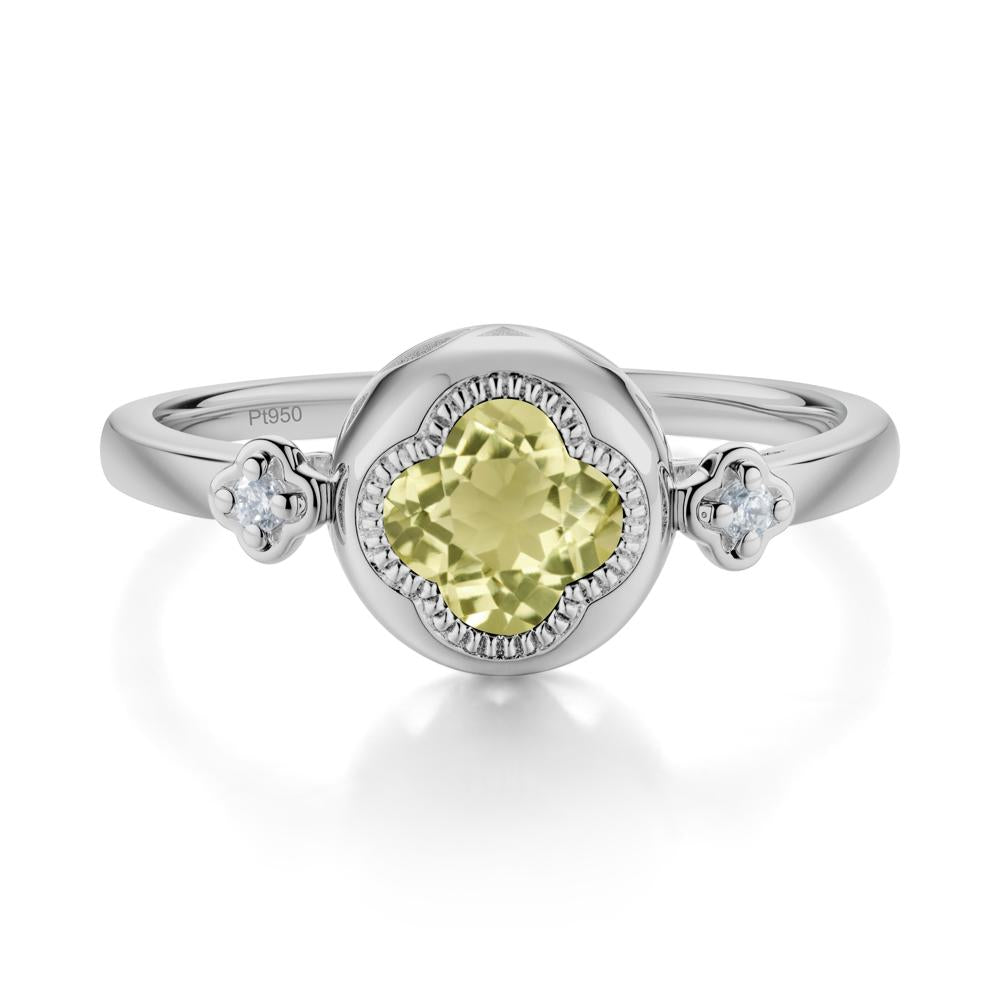 Quatrefoil Inspired Lemon Quartz Statement Ring - LUO Jewelry #metal_platinum