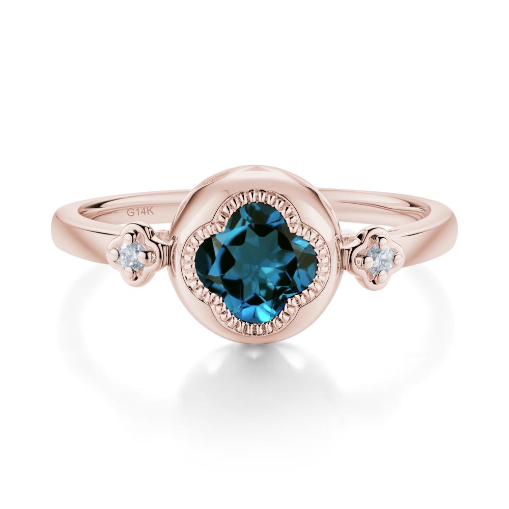 Quatrefoil Inspired London Blue Topaz Statement Ring - LUO Jewelry #metal_14k rose gold