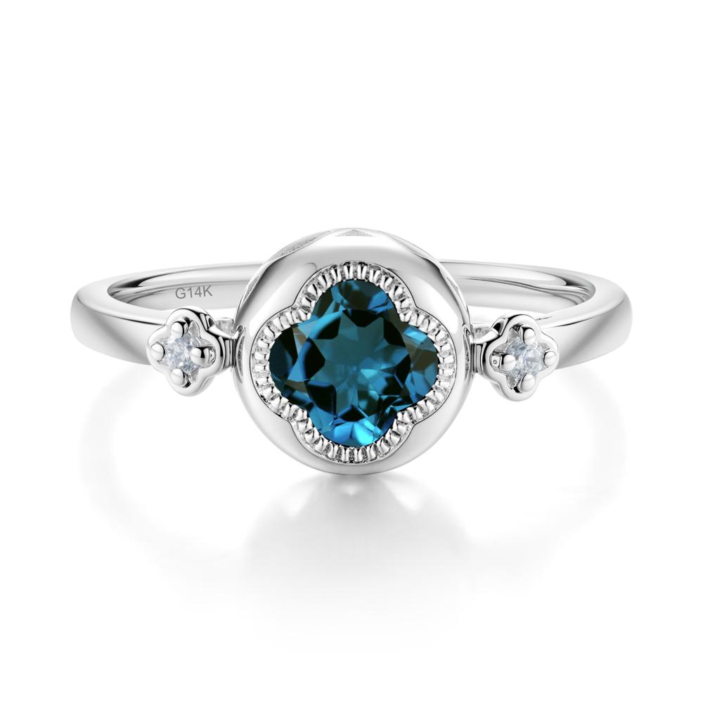 Quatrefoil Inspired London Blue Topaz Statement Ring - LUO Jewelry #metal_14k white gold