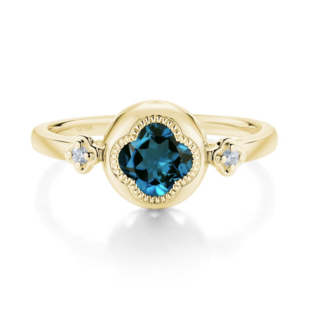 Quatrefoil Inspired London Blue Topaz Statement Ring - LUO Jewelry #metal_18k yellow gold