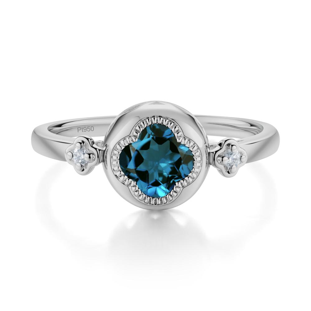 Quatrefoil Inspired London Blue Topaz Statement Ring - LUO Jewelry #metal_platinum