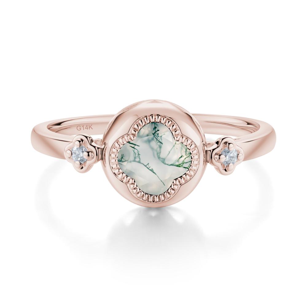 Quatrefoil Inspired Moss Agate Statement Ring - LUO Jewelry #metal_14k rose gold
