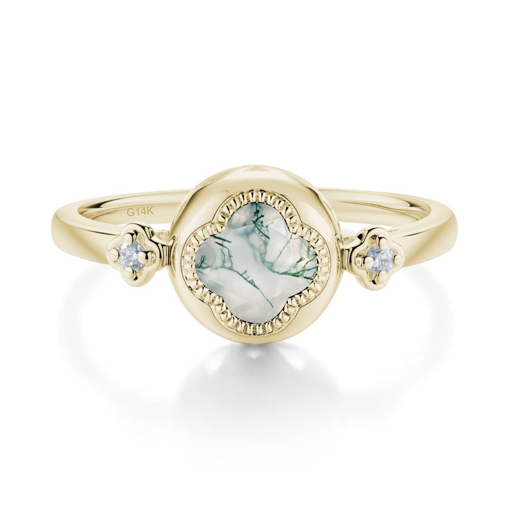 Quatrefoil Inspired Moss Agate Statement Ring - LUO Jewelry #metal_14k yellow gold