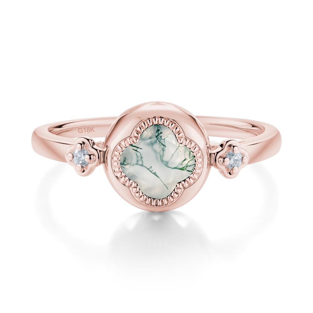 Quatrefoil Inspired Moss Agate Statement Ring - LUO Jewelry #metal_18k rose gold