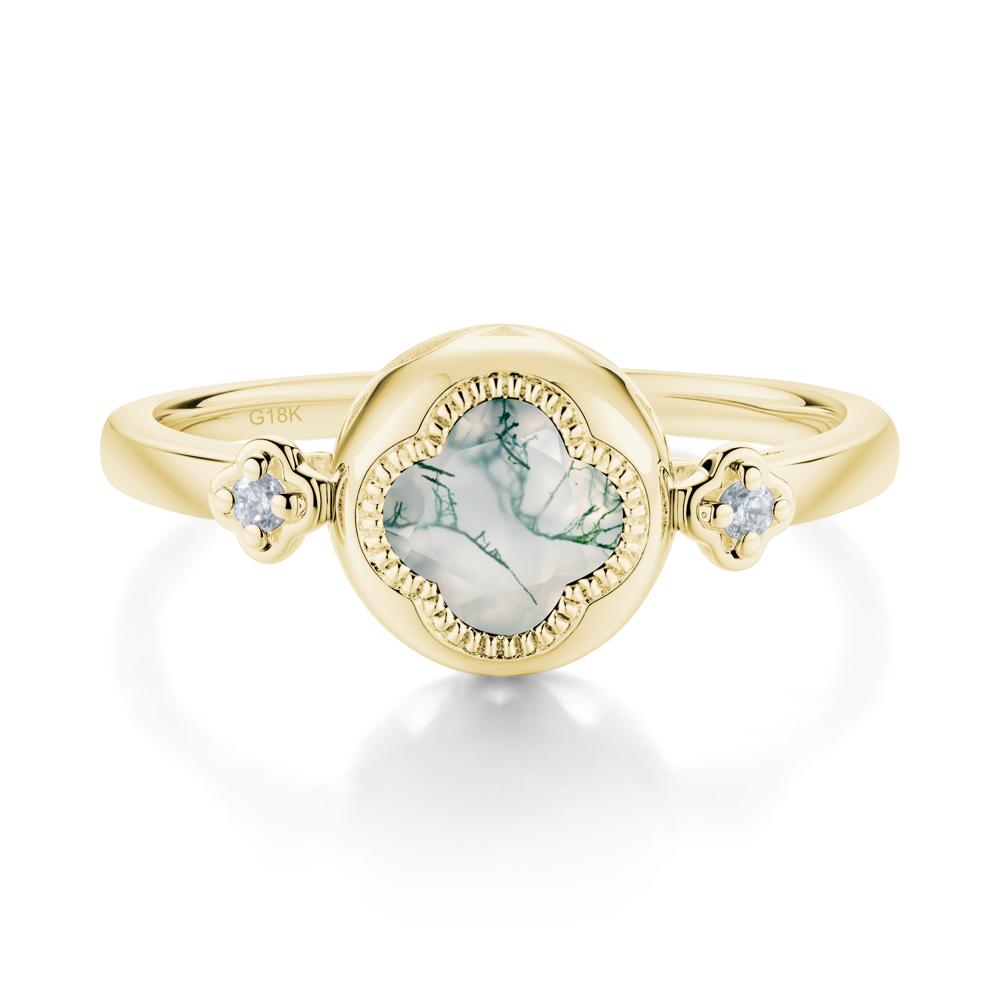 Quatrefoil Inspired Moss Agate Statement Ring - LUO Jewelry #metal_18k yellow gold