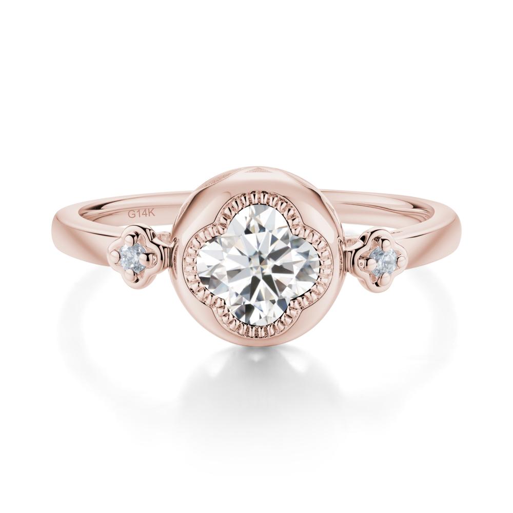 Milgrain Clover Cut Moissanite Ring - LUO Jewelry #metal_14k rose gold
