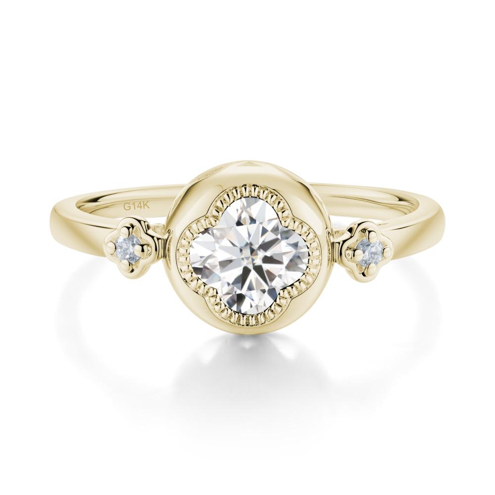 Milgrain Clover Cut Moissanite Ring - LUO Jewelry #metal_14k yellow gold