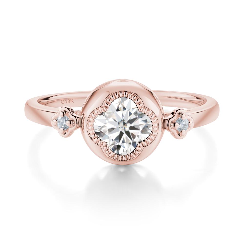 Milgrain Clover Cut Moissanite Ring - LUO Jewelry #metal_18k rose gold