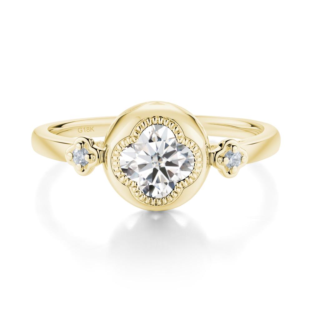 Milgrain Clover Cut Moissanite Ring - LUO Jewelry #metal_18k yellow gold