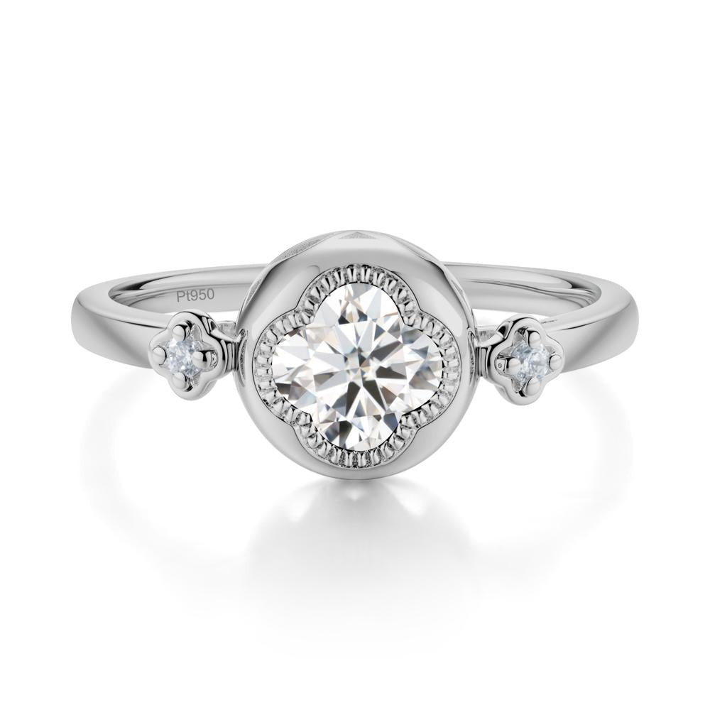 Milgrain Clover Cut Moissanite Ring - LUO Jewelry #metal_platinum