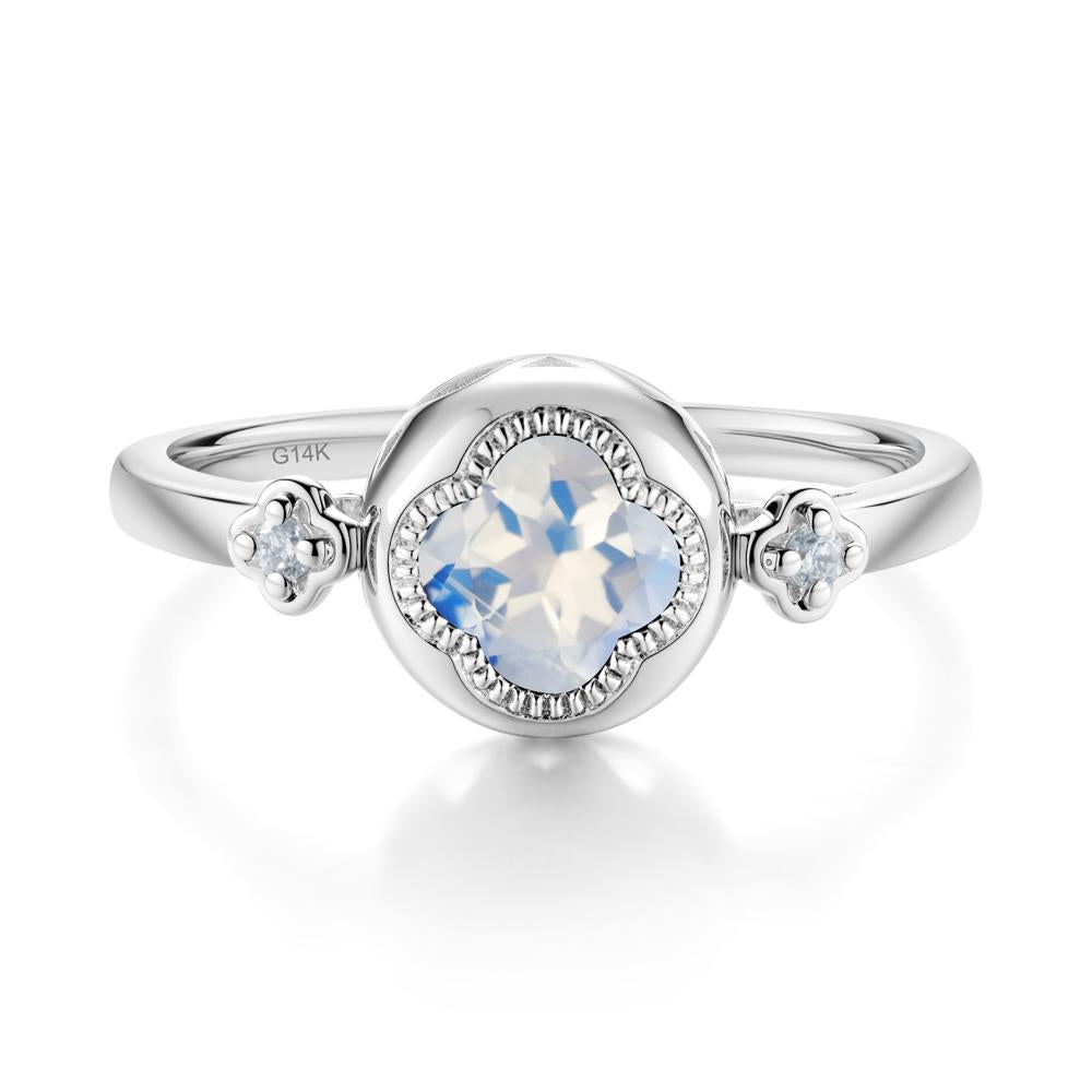 Milgrain Clover Cut Moonstone Ring - LUO Jewelry #metal_14k white gold