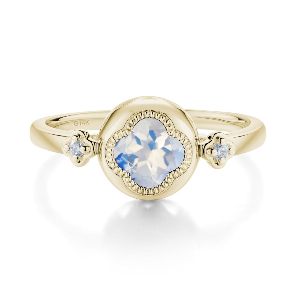 Milgrain Clover Cut Moonstone Ring - LUO Jewelry #metal_14k yellow gold