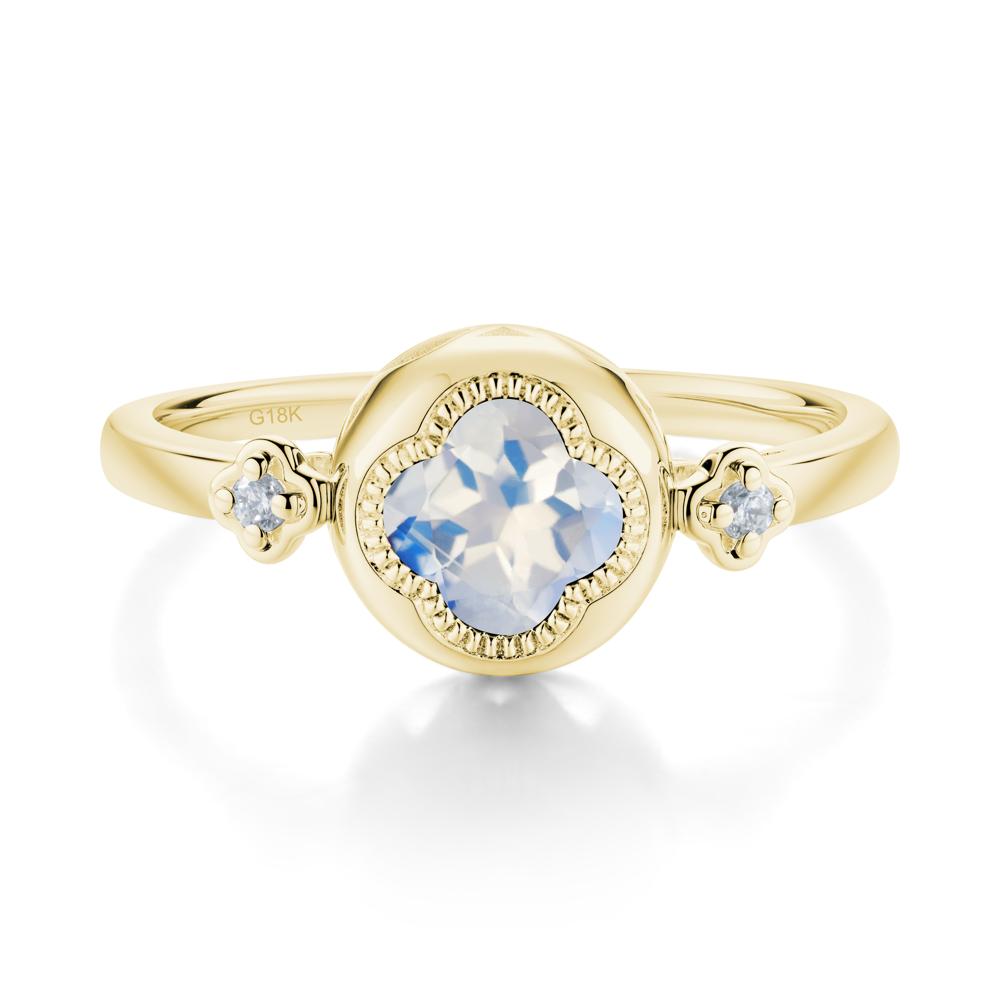 Milgrain Clover Cut Moonstone Ring - LUO Jewelry #metal_18k yellow gold