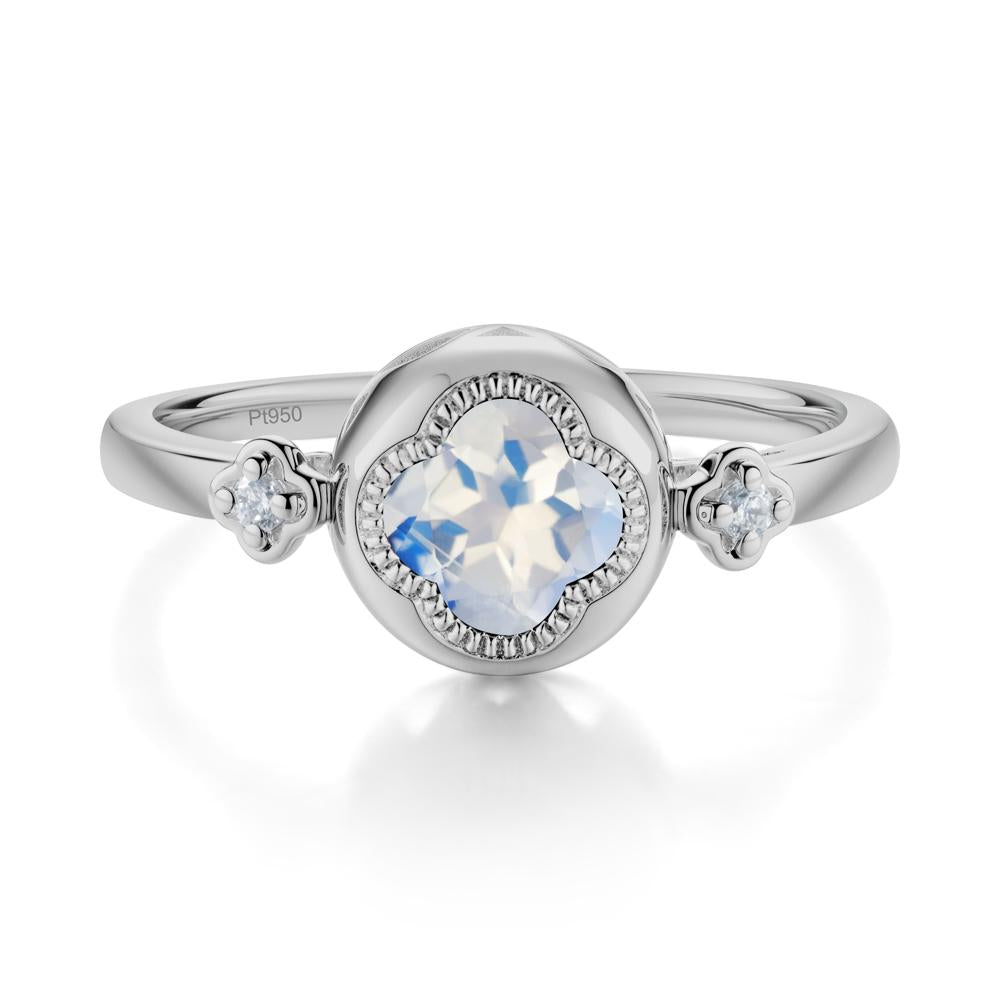 Milgrain Clover Cut Moonstone Ring - LUO Jewelry #metal_platinum
