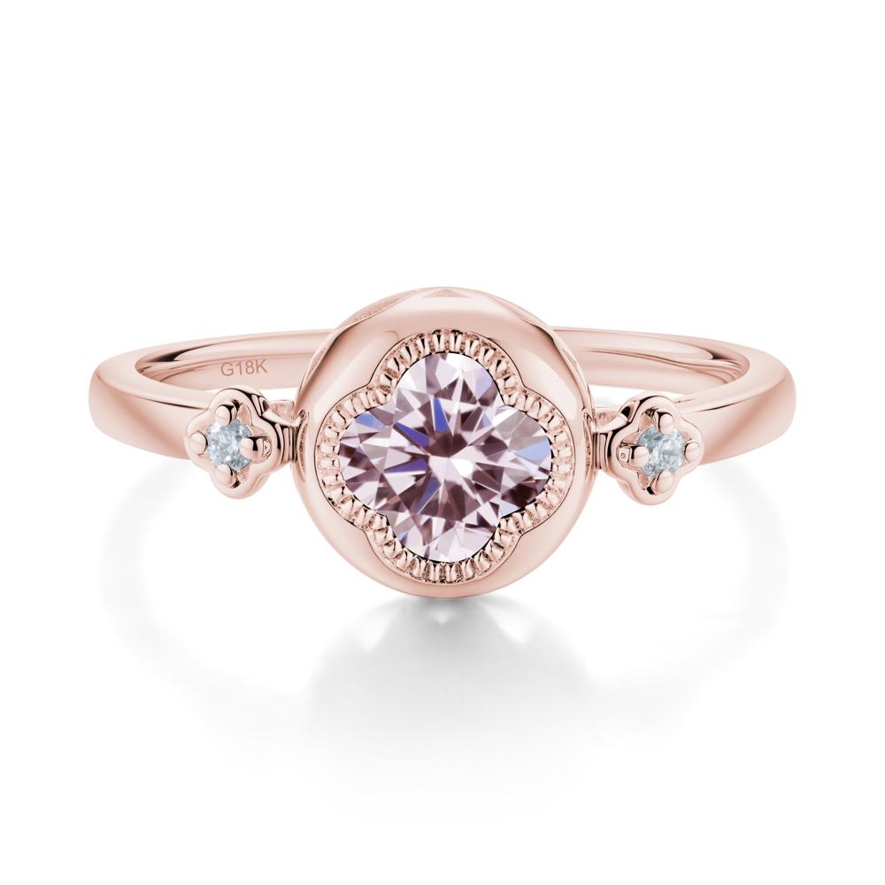 Milgrain Clover Cut Pink Cubic Zirconia Ring - LUO Jewelry #metal_18k rose gold