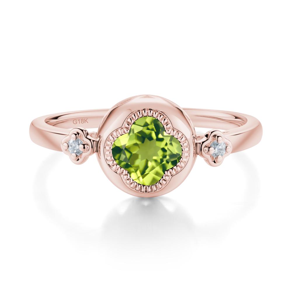 Milgrain Clover Cut Peridot Ring - LUO Jewelry #metal_18k rose gold