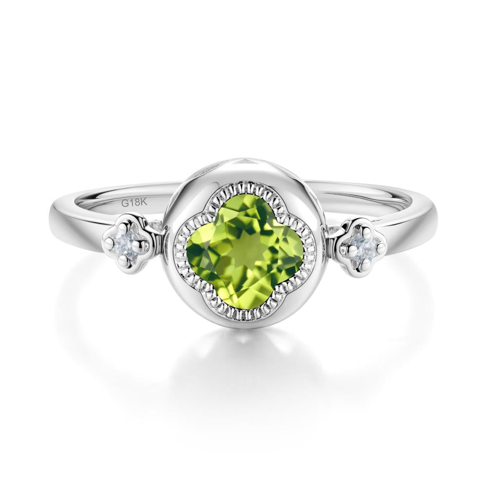 Milgrain Clover Cut Peridot Ring - LUO Jewelry #metal_18k white gold