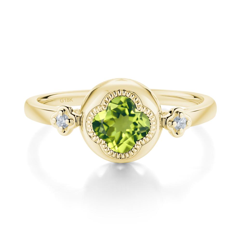 Milgrain Clover Cut Peridot Ring - LUO Jewelry #metal_18k yellow gold