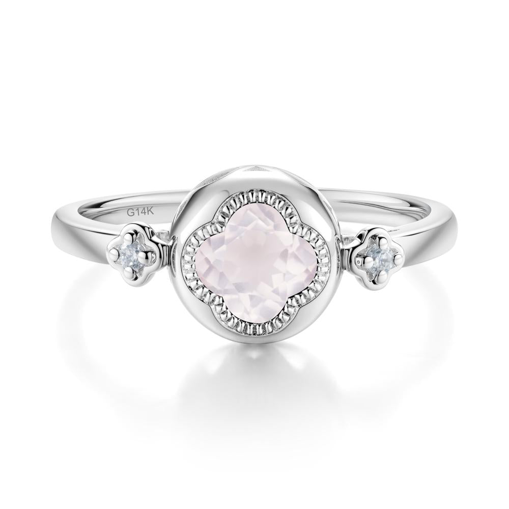 Quatrefoil Inspired Rose Quartz Statement Ring - LUO Jewelry #metal_14k white gold