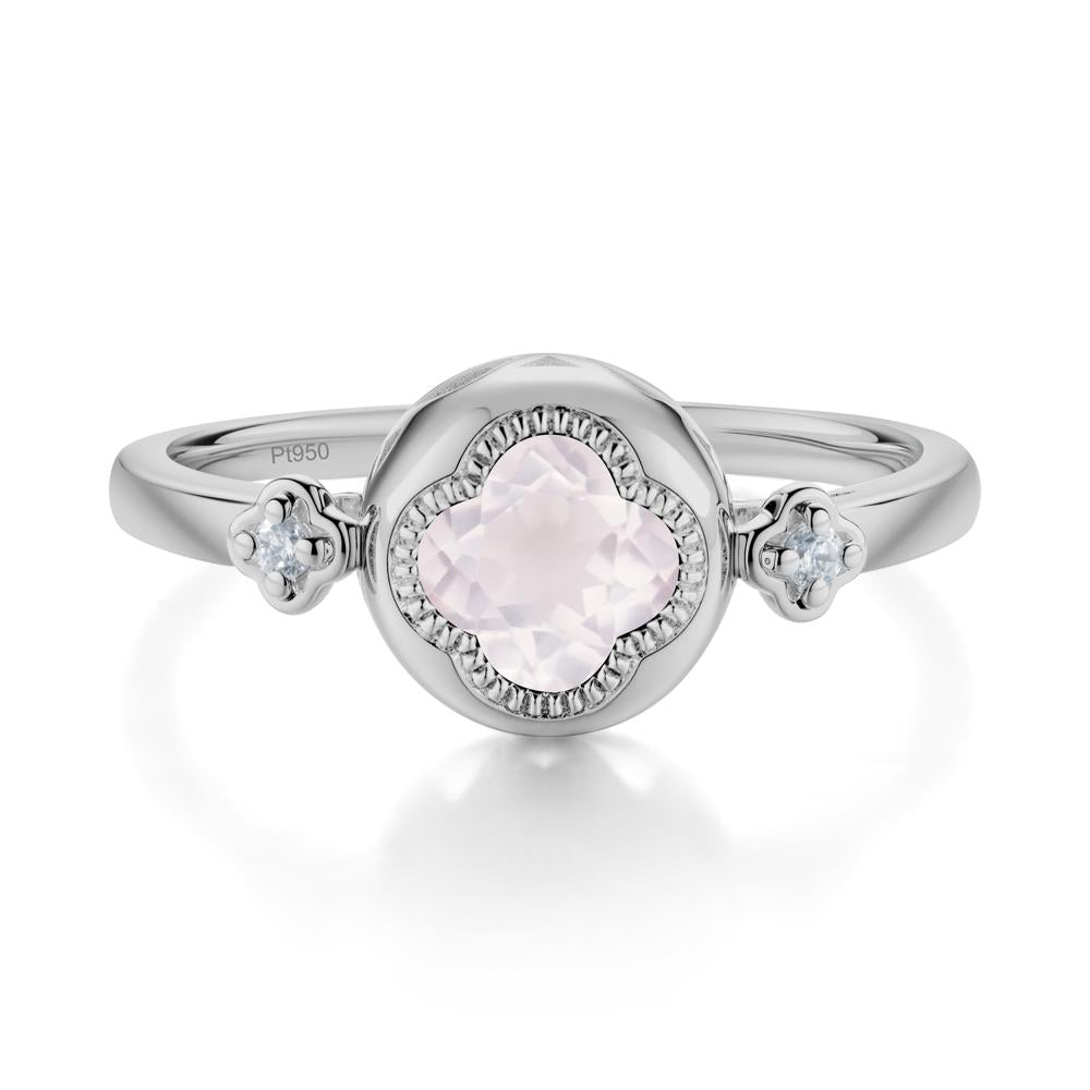 Quatrefoil Inspired Rose Quartz Statement Ring - LUO Jewelry #metal_platinum