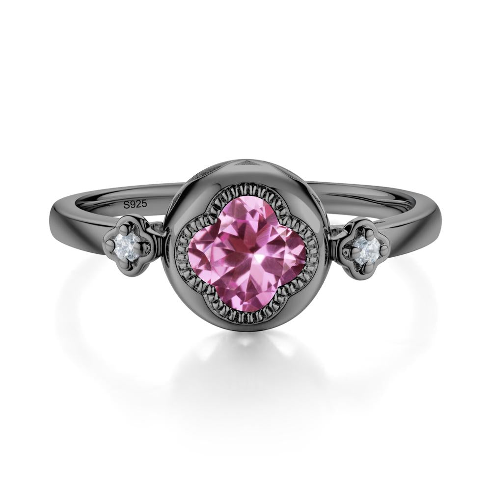 Quatrefoil Inspired Pink Sapphire Statement Ring - LUO Jewelry #metal_black finish sterling silver