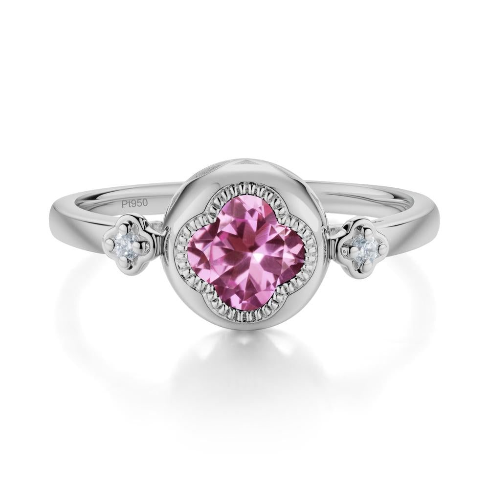 Quatrefoil Inspired Pink Sapphire Statement Ring - LUO Jewelry #metal_platinum