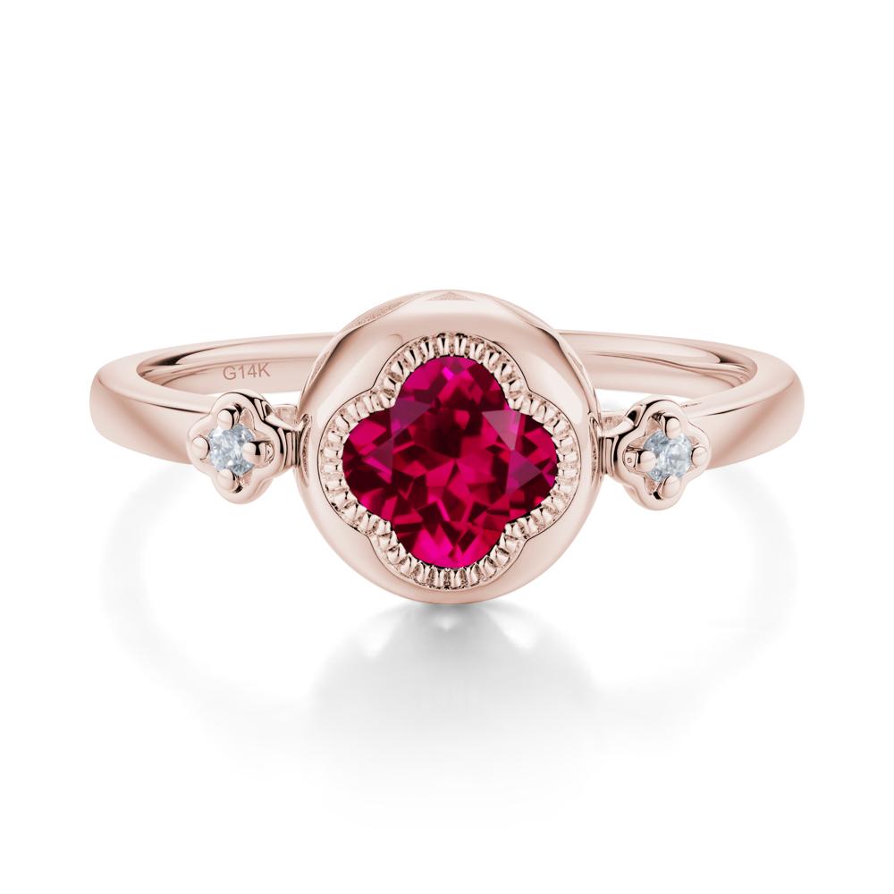 Quatrefoil Inspired Ruby Statement Ring - LUO Jewelry #metal_14k rose gold