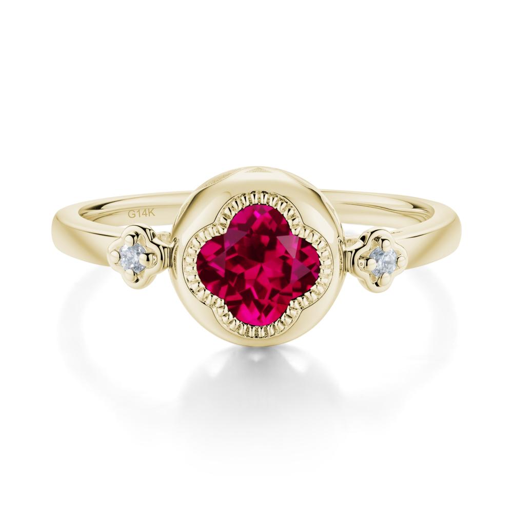 Quatrefoil Inspired Ruby Statement Ring - LUO Jewelry #metal_14k yellow gold
