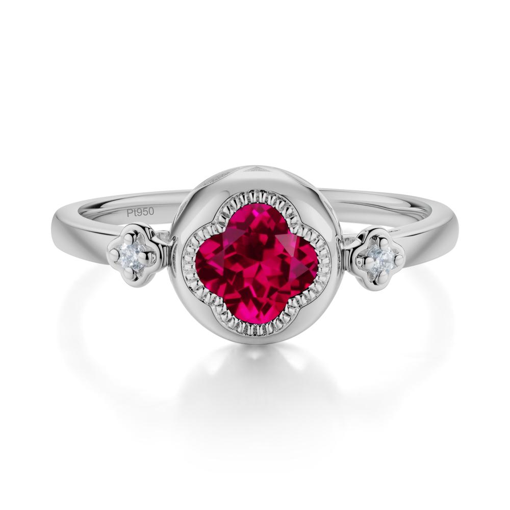 Quatrefoil Inspired Ruby Statement Ring - LUO Jewelry #metal_platinum
