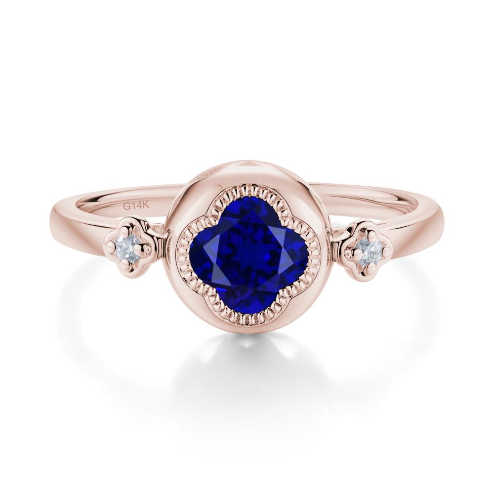 Milgrain Clover Cut Sapphire Ring - LUO Jewelry #metal_14k rose gold