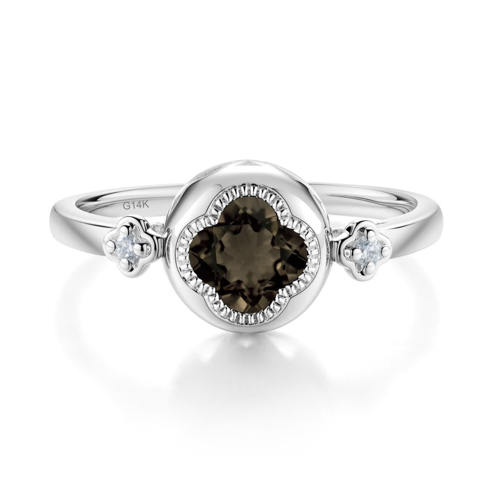 Quatrefoil Inspired Smoky Quartz Statement Ring - LUO Jewelry #metal_14k white gold