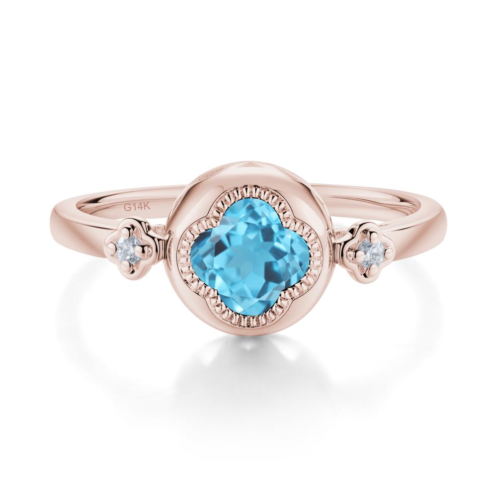 Quatrefoil Inspired Swiss Blue Topaz Statement Ring - LUO Jewelry #metal_14k rose gold