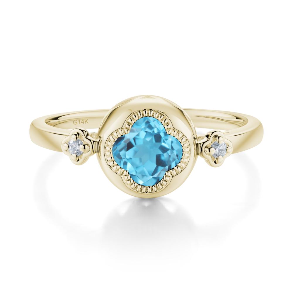 Quatrefoil Inspired Swiss Blue Topaz Statement Ring - LUO Jewelry #metal_14k yellow gold
