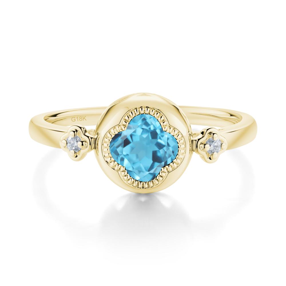 Quatrefoil Inspired Swiss Blue Topaz Statement Ring - LUO Jewelry #metal_18k yellow gold