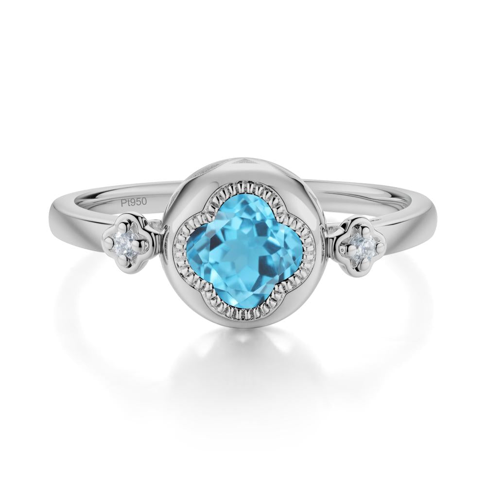 Quatrefoil Inspired Swiss Blue Topaz Statement Ring - LUO Jewelry #metal_platinum