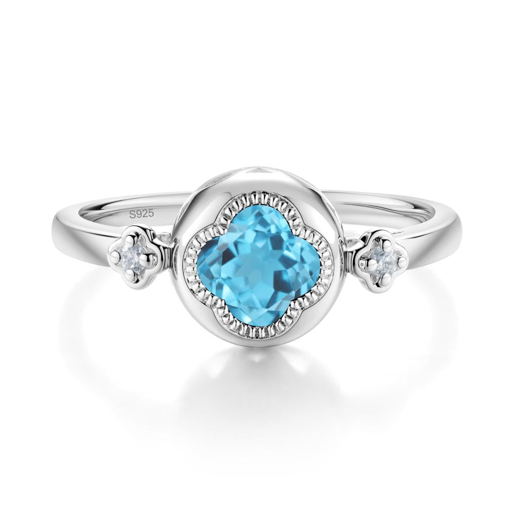 Quatrefoil Inspired Swiss Blue Topaz Statement Ring - LUO Jewelry #metal_sterling silver