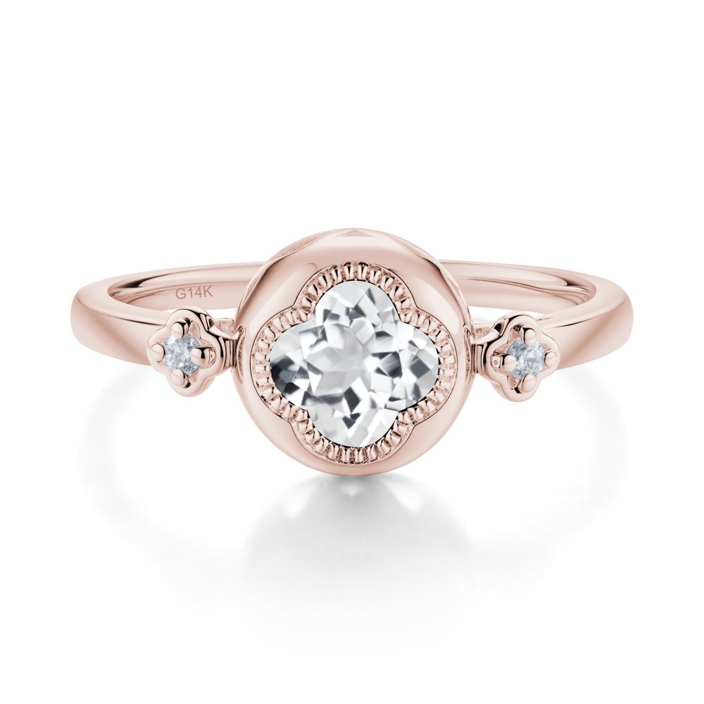 Milgrain Clover Cut White Topaz Ring - LUO Jewelry #metal_14k rose gold