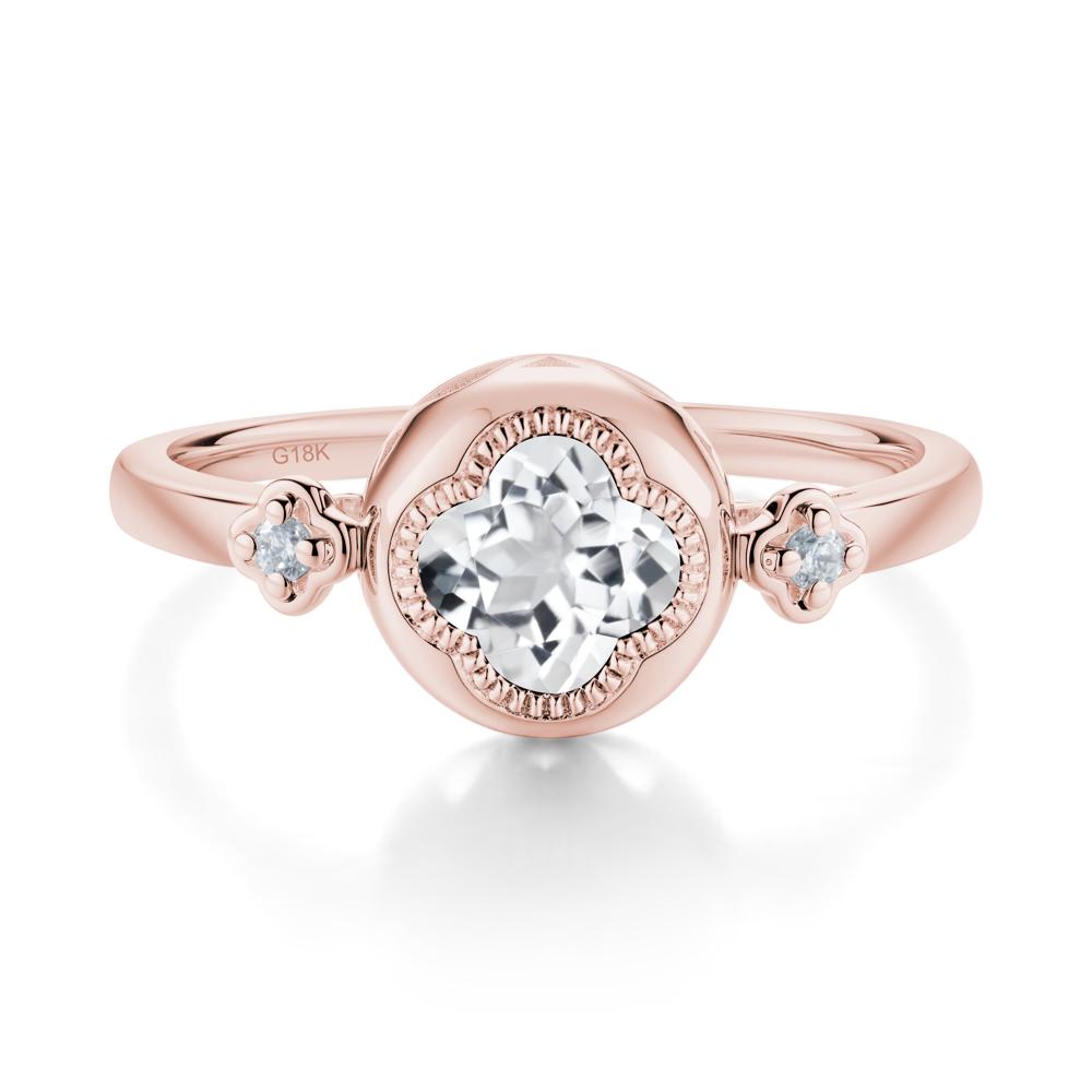 Milgrain Clover Cut White Topaz Ring - LUO Jewelry #metal_18k rose gold