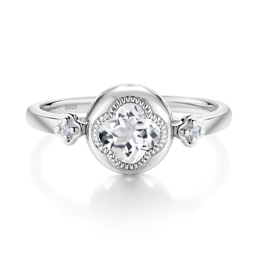 Milgrain Clover Cut White Topaz Ring - LUO Jewelry #metal_sterling silver
