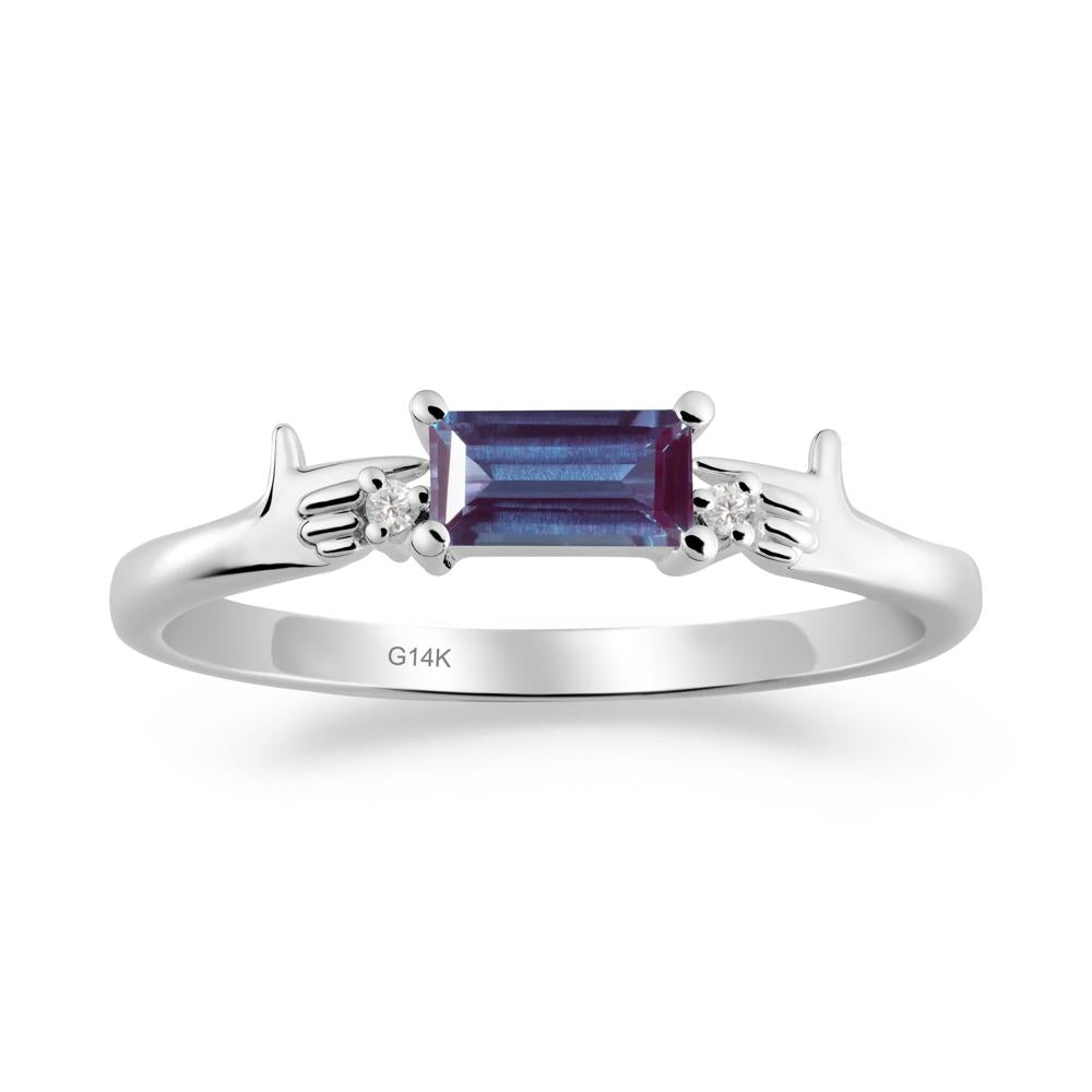 Creative Baguette Alexandrite Ring - LUO Jewelry #metal_14k white gold