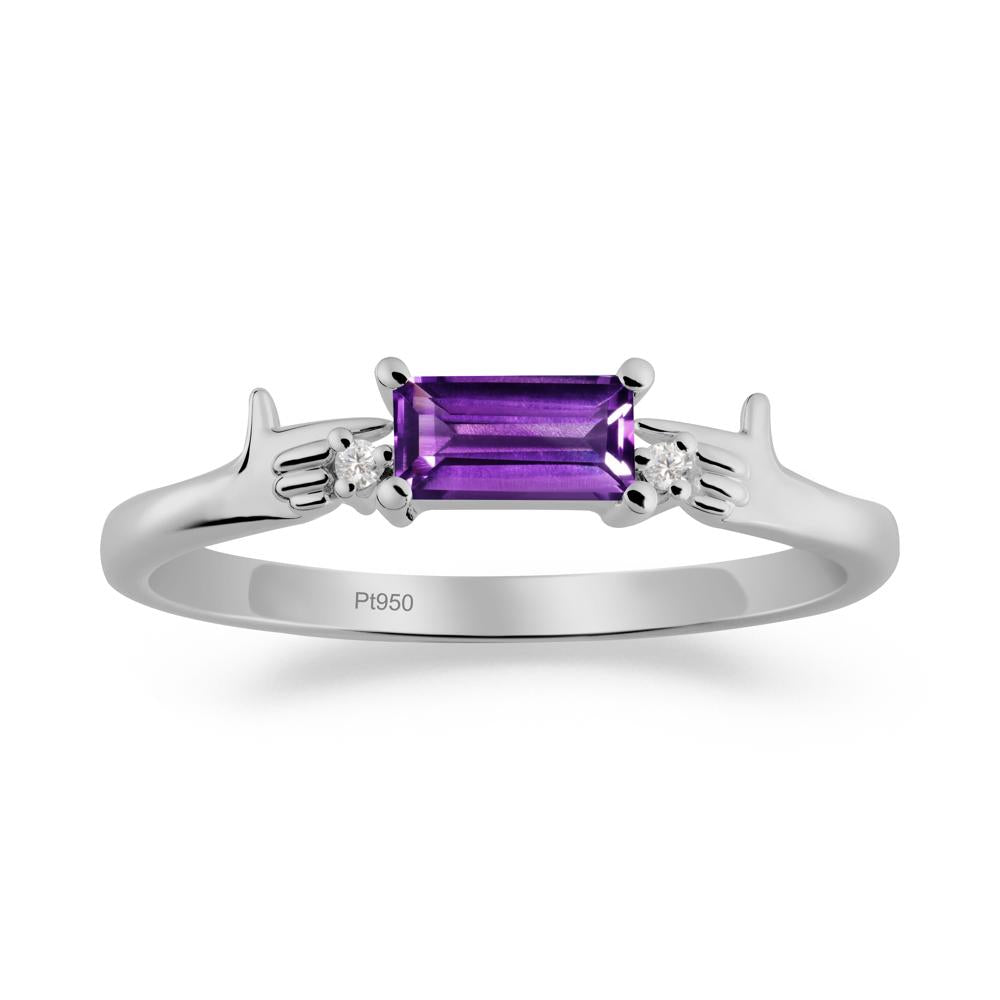 Creative Baguette Amethyst Ring - LUO Jewelry #metal_platinum