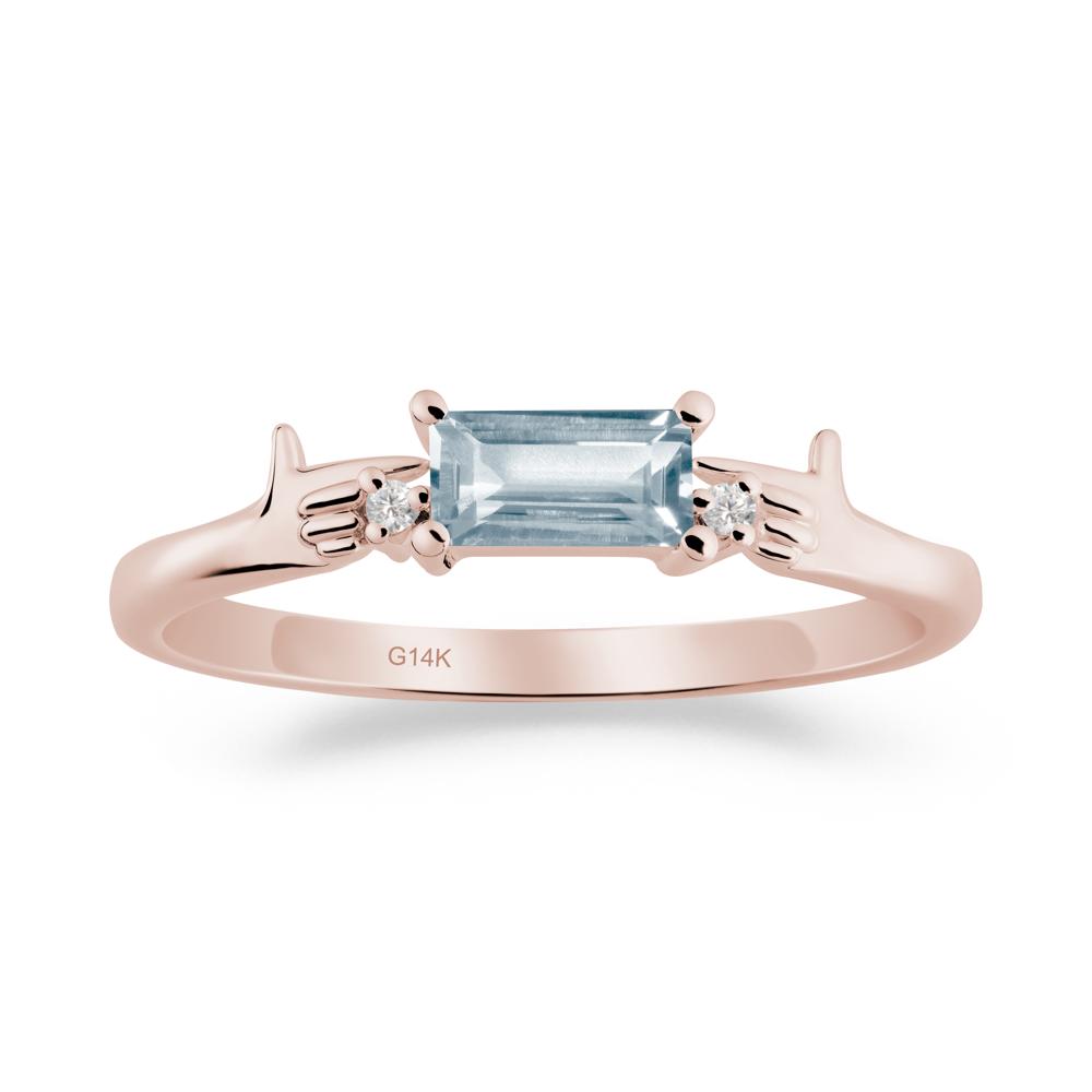 Creative Baguette Aquamarine Ring - LUO Jewelry #metal_14k rose gold